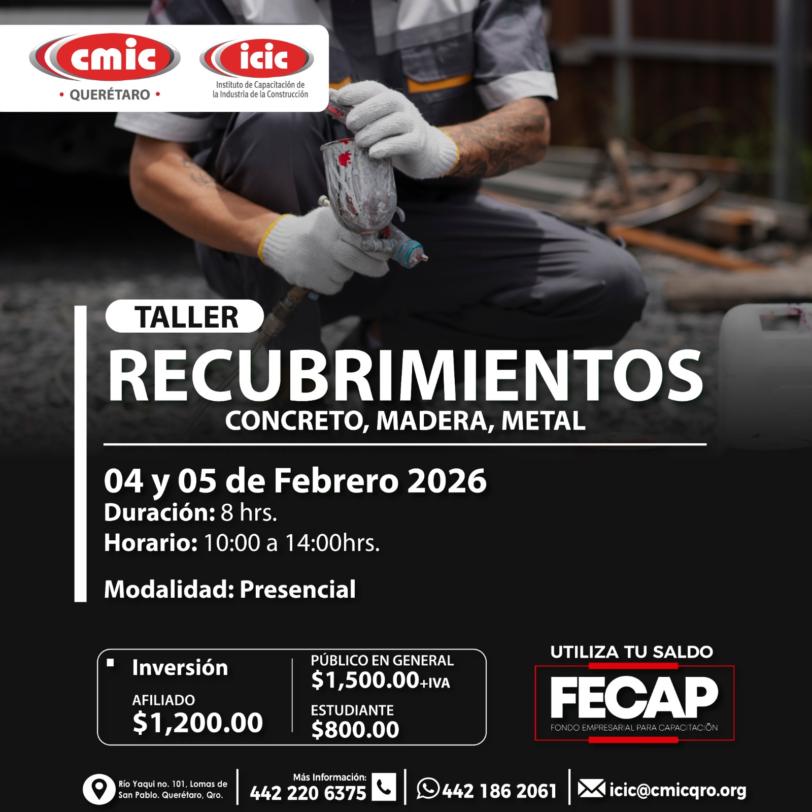 Taller Recubrimientos, concreto madera, metal